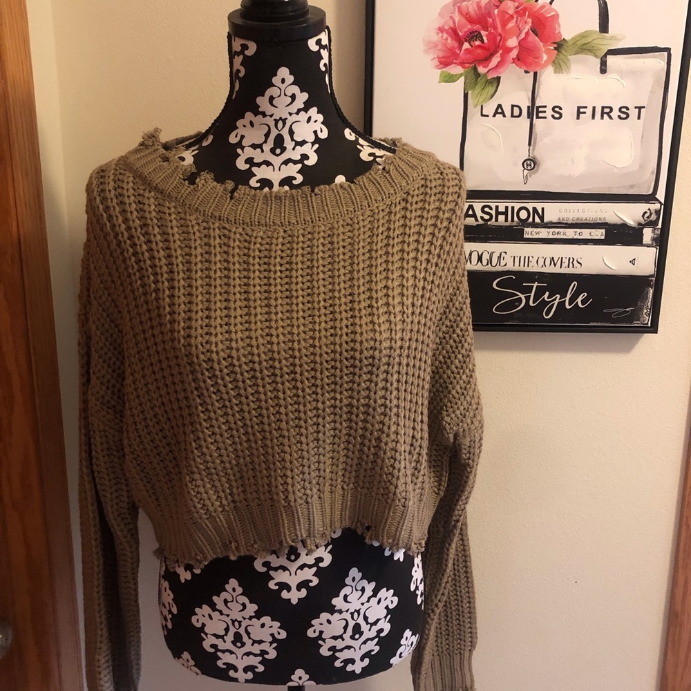 Distressed Cropped Sweater
